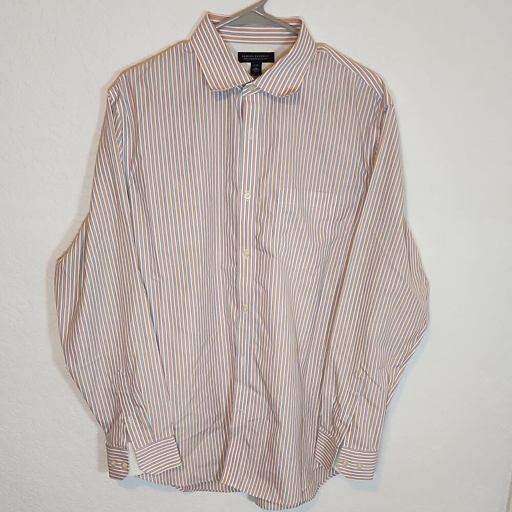 Banana Republic Non-Iron Classic Fit Striped Men's‎ Dress Shirt 16-16.5 L